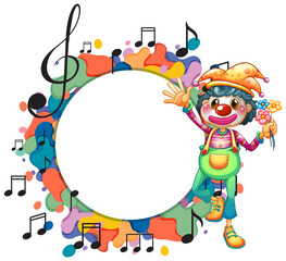 Obraz premium Cute clown with blank music note template