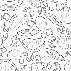 fast food monoline seamless pattern