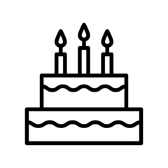 Cake flat line icon. Sweet dessert. Outline sign for mobile concept and web design, store