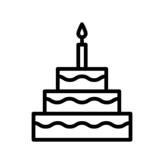 Cake flat line icon. Sweet dessert. Outline sign for mobile concept and web design, store