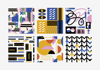 Abstract seamless pattern. Abstract contemporary modern trendy vector illustration. Bauhaus geometric pattern background.