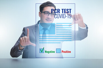 Concept of coronavirus covid-19 test with businessman