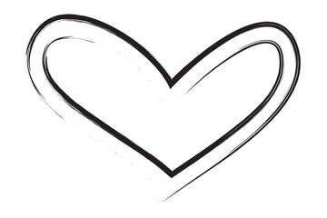 Heart contour vector. Black hand drawn love icon isolated. Paint brush stroke heart icon. Hand drawn vector for love logo, heart symbol, doodle icon and Valentine's day. Painted grunge vector shape
