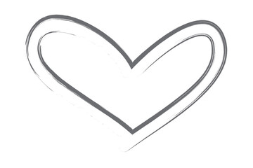 Heart contour vector. Grey hand drawn love icon isolated. Paint brush stroke heart icon. Hand drawn vector for love logo, heart symbol, doodle icon and Valentine's day. Painted grunge vector shape