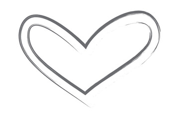 Heart contour vector. Grey hand drawn love icon isolated. Paint brush stroke heart icon. Hand drawn vector for love logo, heart symbol, doodle icon and Valentine's day. Painted grunge vector shape