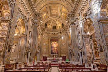 ROME, ITALY - SEPTEMBER 1, 2021: The nave of chruch Chiesa di Santa Maria in Monserato.