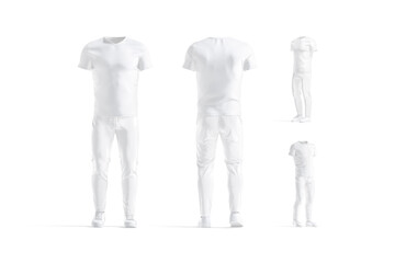 Blank white sport uniform mock up, different views