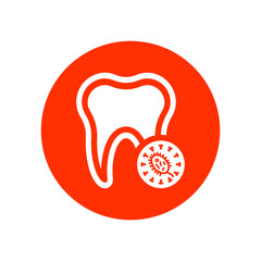 Tooth, germs, design, dental icon. Orange vector sketch.