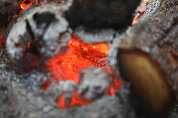 Bonfire in the cold winter