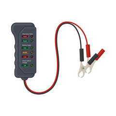 Automotive electrical battery tester. Tester with probe and connector. Vector illustration.