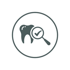 Roots, dental, search, tooth icon. Gray vector sketch.