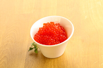 Red caviar in the bowl