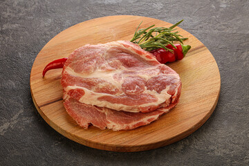 Raw pork meat neck steak