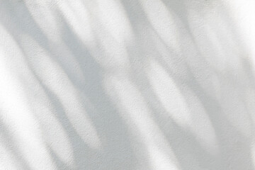 Fototapeta premium Abstract leaves shadow and light blurred background with light bokeh, natural leaves tree branch on white wall. Shadow overlay effect