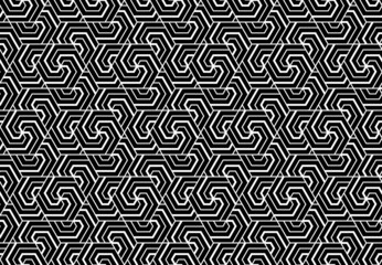 Abstract geometric pattern with stripes, lines. Seamless vector background. White and black ornament. Simple lattice graphic design