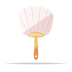 Wooden hand fan vector isolated illustration