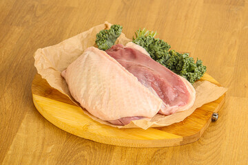 Raw duck breast for cooking