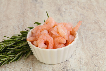 Tasty peeled prawn in the bowl