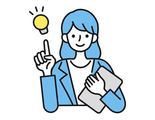 提案・案内・発表をする女性　人物のポーズイラスト　白背景のイラスト　ベクターのデザイン要素