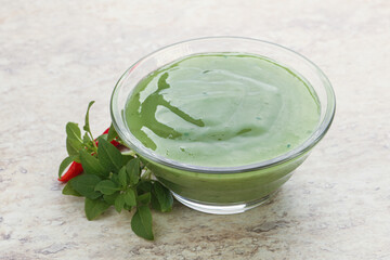 Green chili pepper and lime sauce