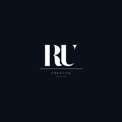 RU letter minimalist logo design template