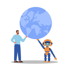 Robot concept. Artificial intelligence as a part of human routine.