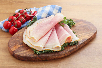 Pork ham snack over board