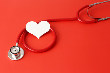 World health day concept - Check health - take care and love - stethoscope with heart