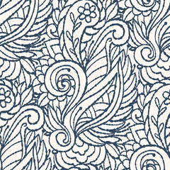 Seamless pattern with monochrome Paisley print