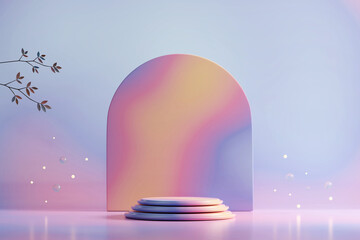 Colorful pastel object podium platform product display and showcase 3d rendering