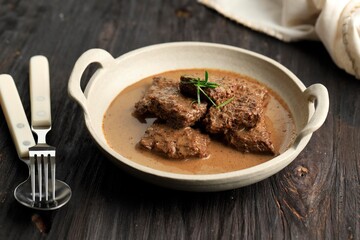 Semur Daging, Indonesian Beef Stew with Soy Sauce and Spices. Semur Daging Popular Dish for Eid al Adha