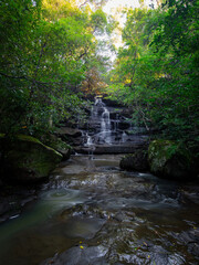Fototapeta na wymiar Beautiful waterfall view in the rainforest.