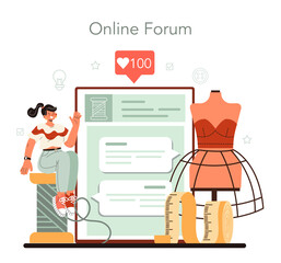 Fashion designer online service or platform. Professional tailor