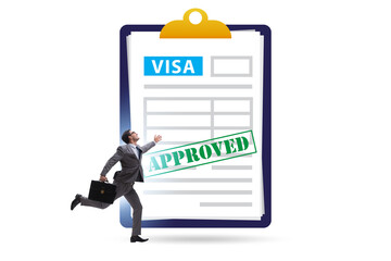 Visa application concept with businessman