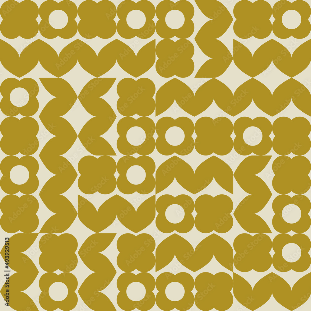 Aufkleber modern vector abstract geometric background with stylized flowers, leaves and stems in retro scandin