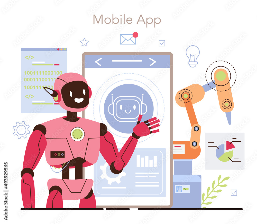 Poster cyber engineering online service or platform. robotics' constructing