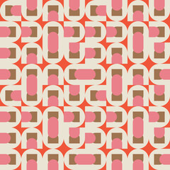 Modern vector abstract seamless geometric pattern with semicircles and circles in retro scandinavian style. Pastel colored simple shapes background.