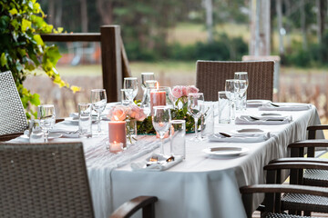 table setting in a restaurant