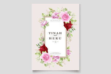 elegant watercolor roses wedding invitation card set