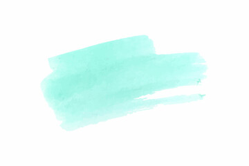 Mint watercolor brush. Paint spot on a white background. Vector graphics