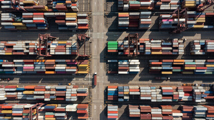 2022 Mar 10,Hong Kong.Kwai Tsing Container Terminals and Stonecutters' Bridge, key port facilities in Hong Kong,one of the busiest container port in the world.