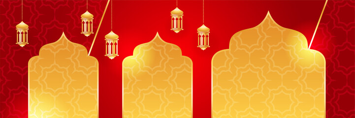 Ramadan style decoration red colorful banner design background