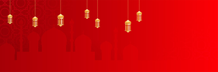 Ramadan style decoration red colorful banner design background