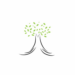 nature tree and antler logo concept design template