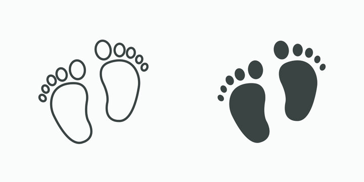 baby feet icon vector set. footprint, newborn, kids feet sign 