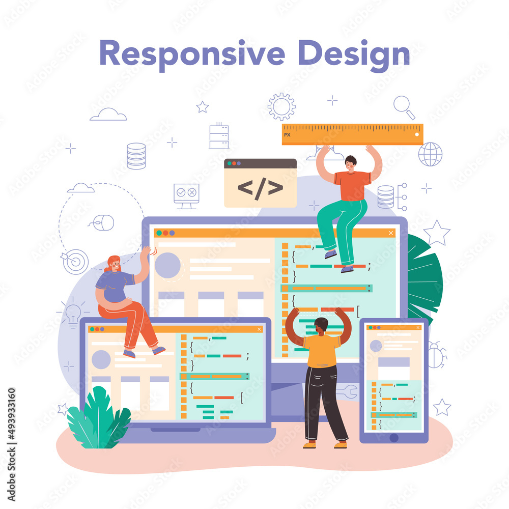 Poster front end developer concept. website interface design improvement.