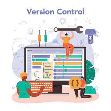 Back end development online service or platform. Software development