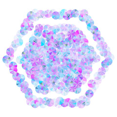 Violet spangles confetti placer vector illustration. Metallic flickering bead particles holiday glitter flatlay. Christmas confetti scatter shining pattern.