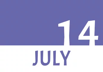 Cercles muraux Pantone 2022 very peri 14 july calendar date with copy space. Very Peri background and white numbers. Trending color for 2022.