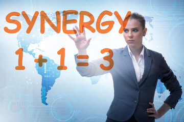 Businesswoman in synergy business concept